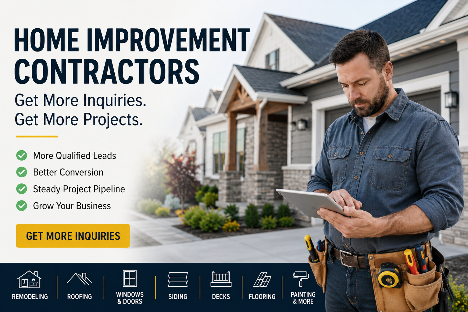 Ad creative showing home improvement contractors getting more homeowner inquiries